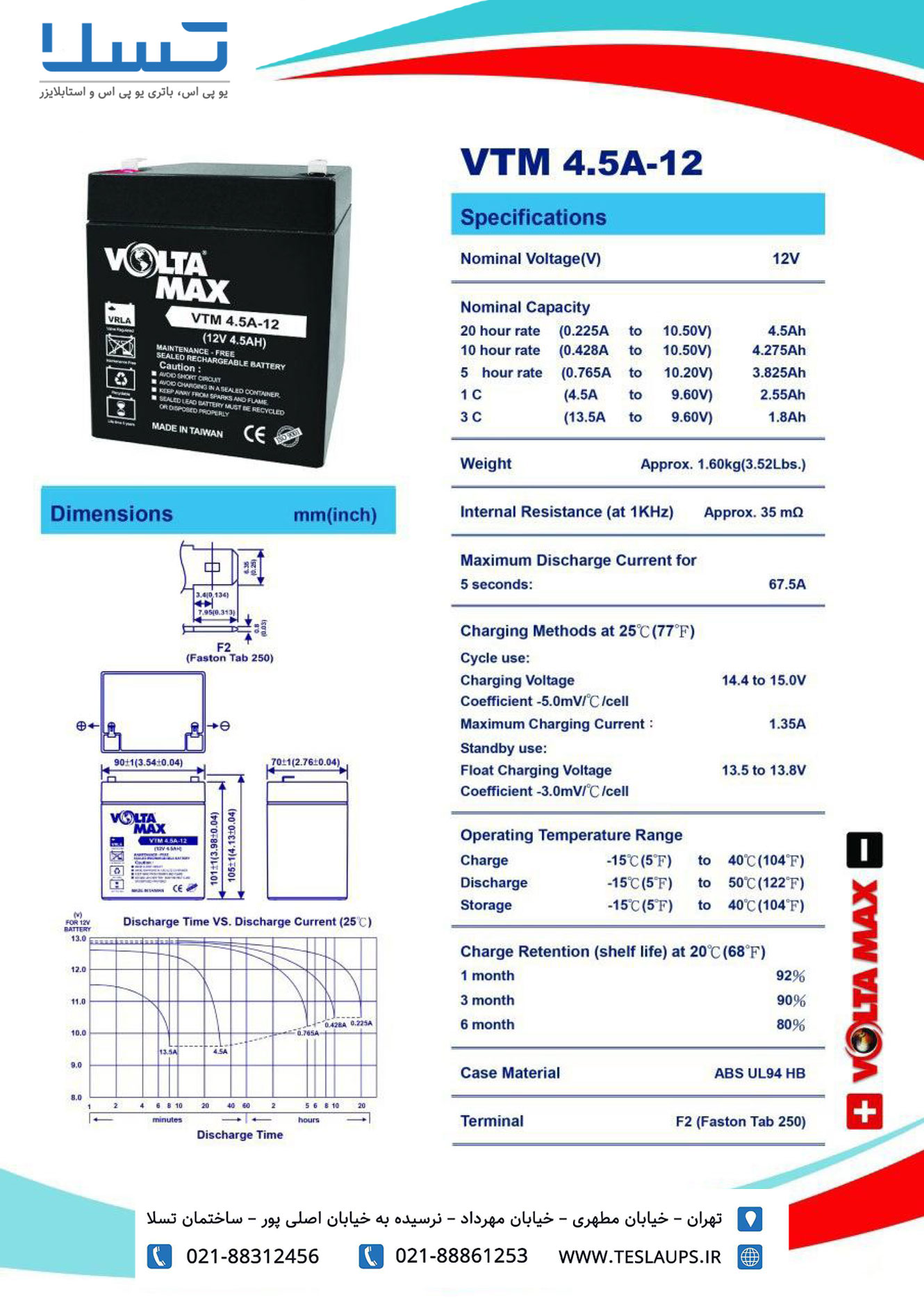 کاتالوگ باتری 4.5 آمپر ولتامکس